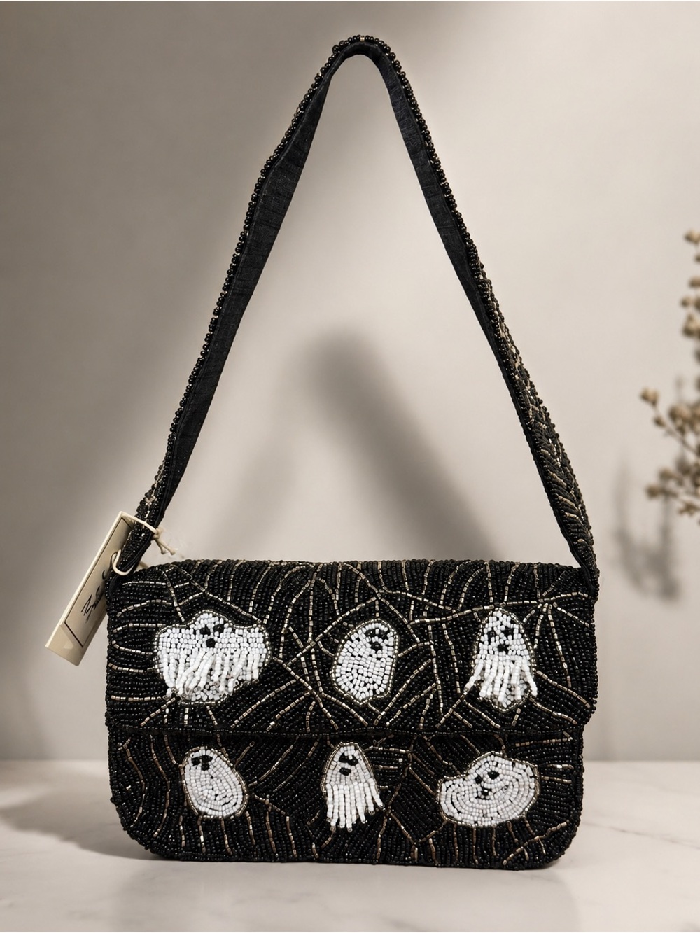 Halloween Ghosts Beaded Shoulder Bag